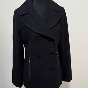 Black Rivet Classic Black Peacoat W3